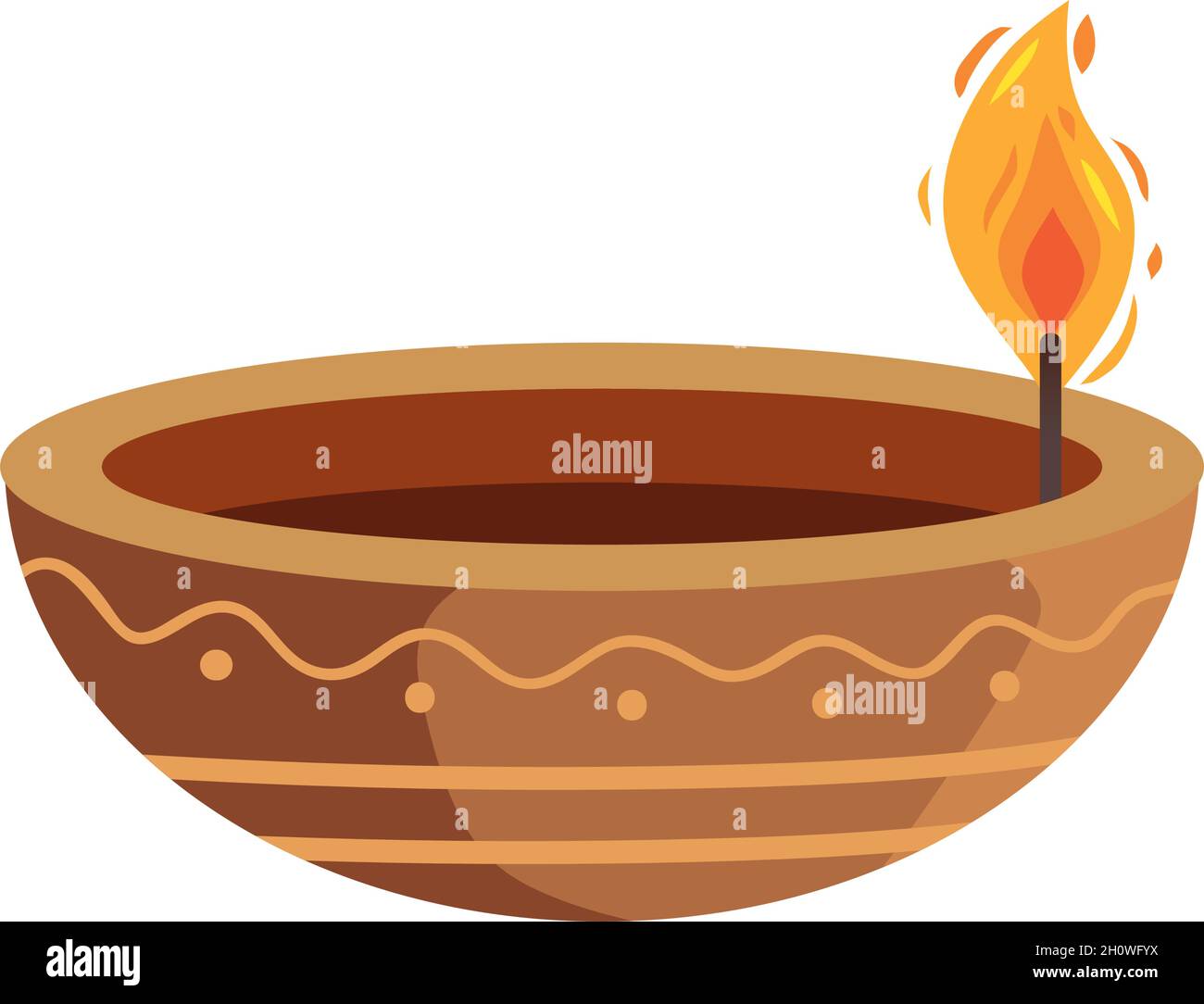 wooden diwali candle Stock Vector