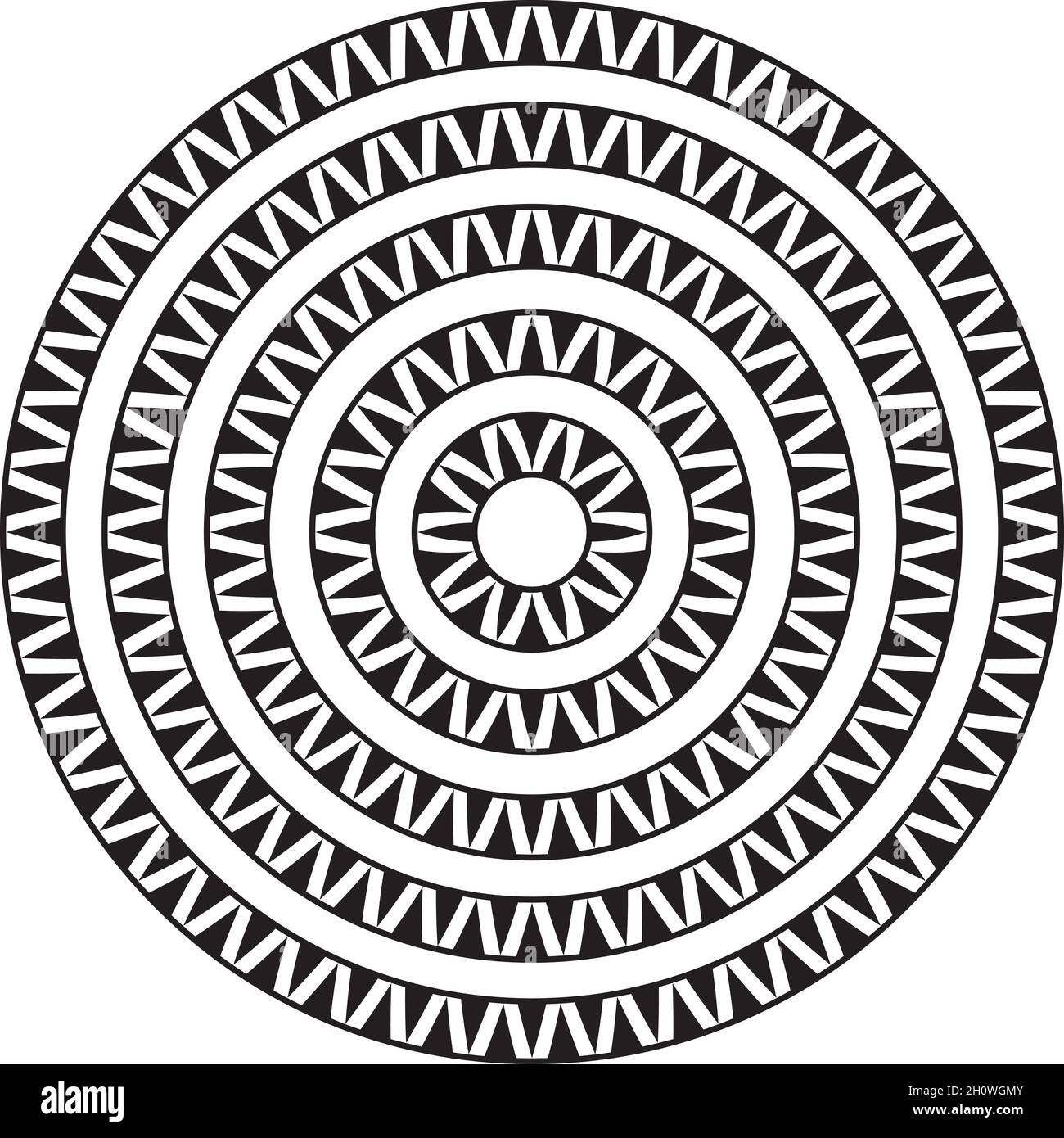 African or Mexican Aztec round circular border frame in a range of