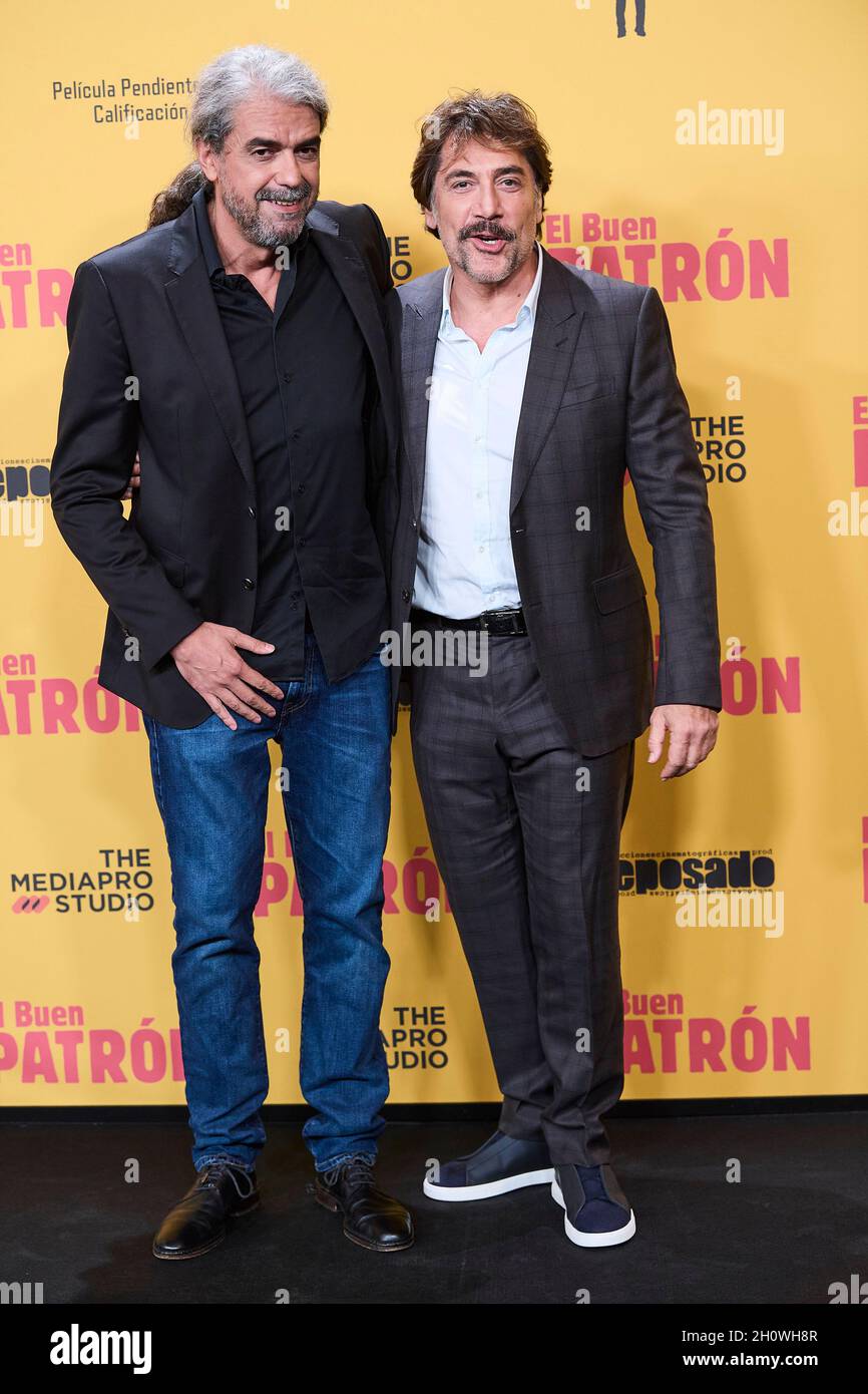 Madrid, Spain. , . Fernando Leon de Aranoa, Javier Bardem attends 'El Buen Patron (The Good Boss) Premiere at Callao on October 14, 2021 in Madrid, Spain Credit: MPG/Alamy Live News