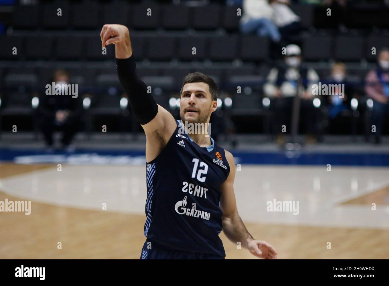 Saint Petersburg Russia 14th Oct 2021 Billy Baron No 12 Of Zenit Seen In Action During The Turkish Airlines Euroleague Basketball Match Between Zenit Saint Petersburg And Fc Bayern Munich At Sibur Arena