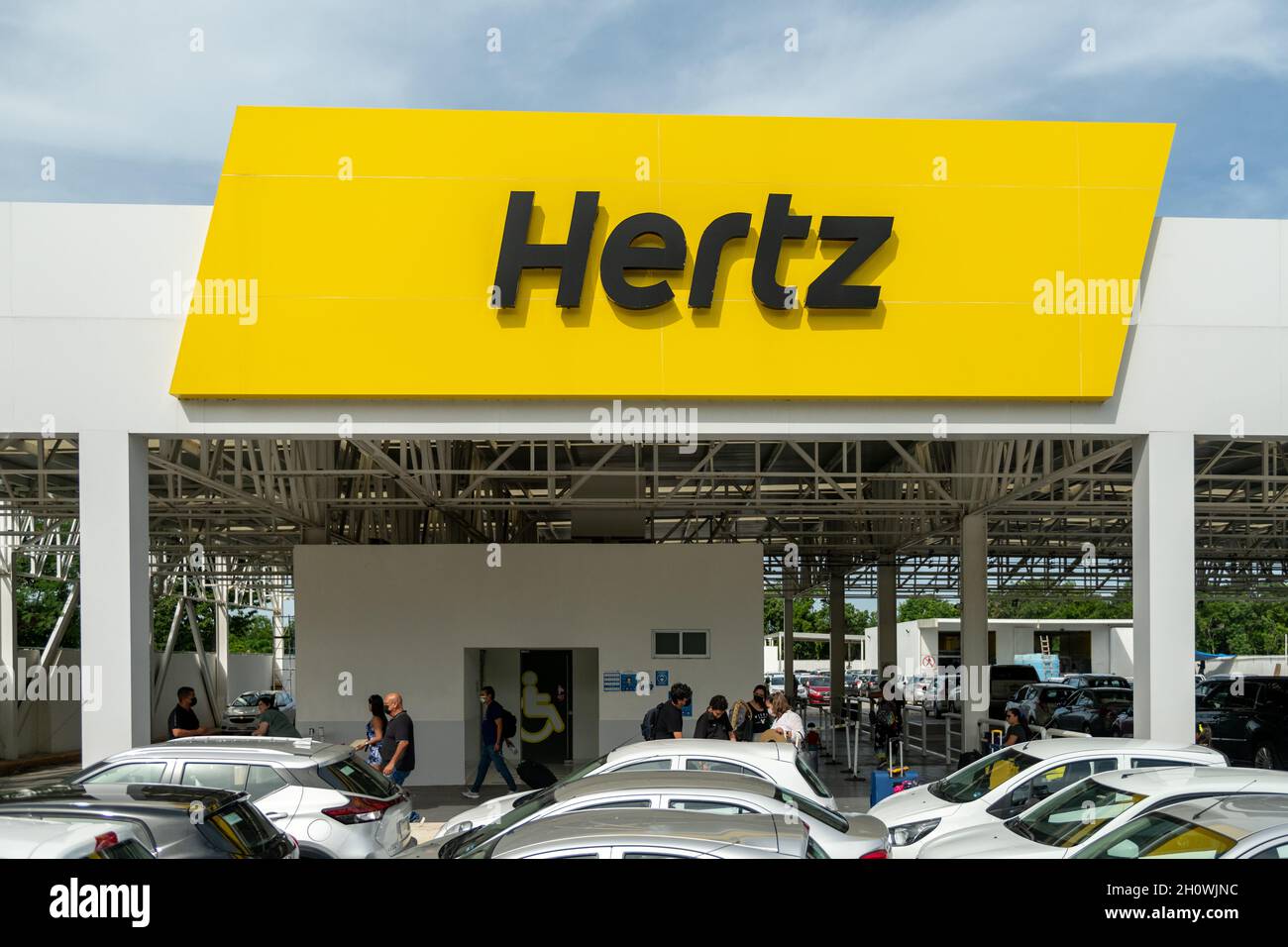 Hertz Rent A Car Business, Cancun, Mexico Stock Photo