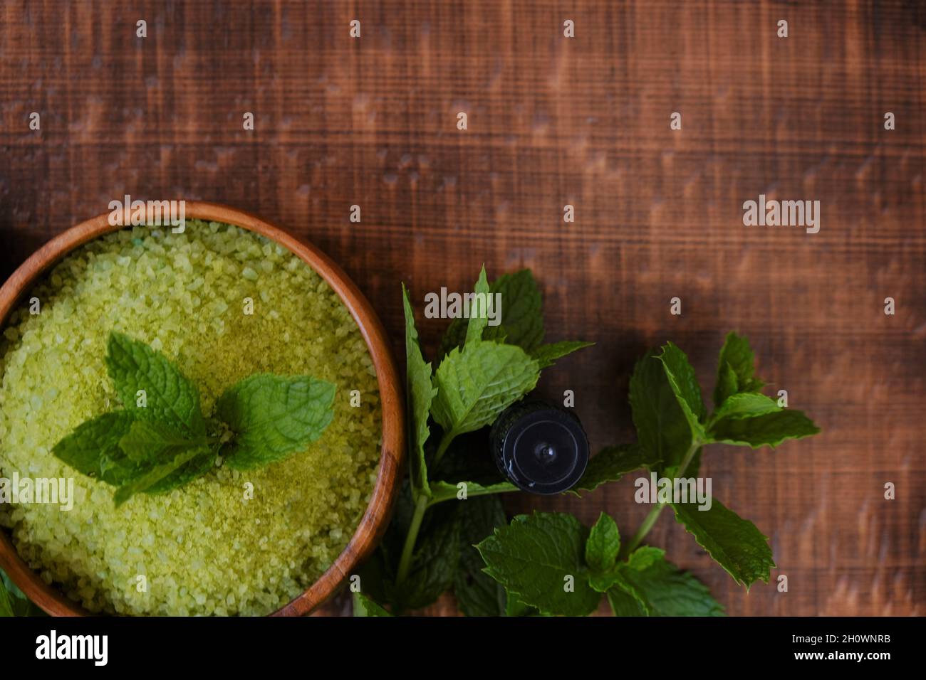 salt with Peppermint extrac.Natural cosmetics and aromatherapy with