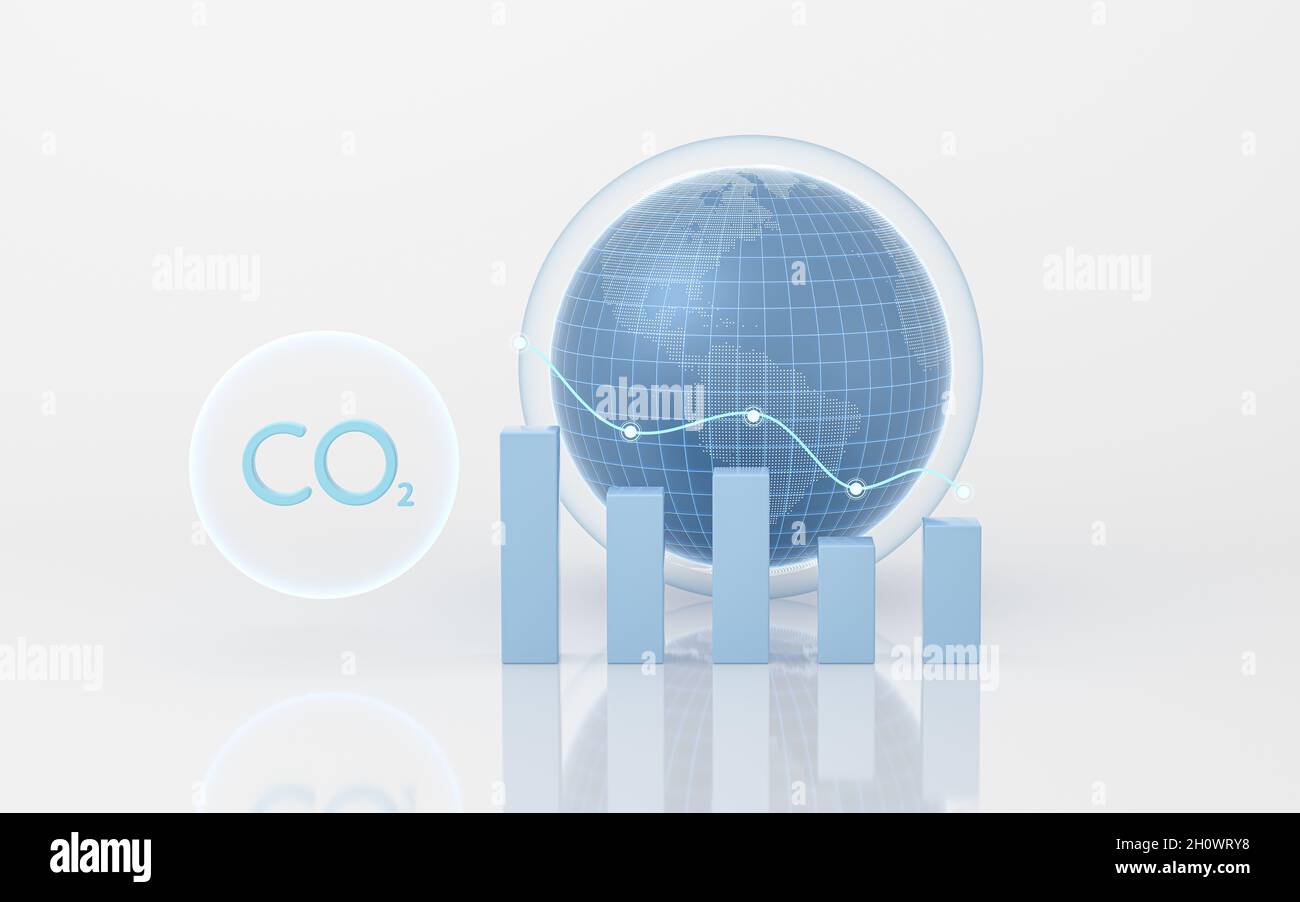 Global carbon emissions, 3d rendering. Computer digital drawing. Stock Photo