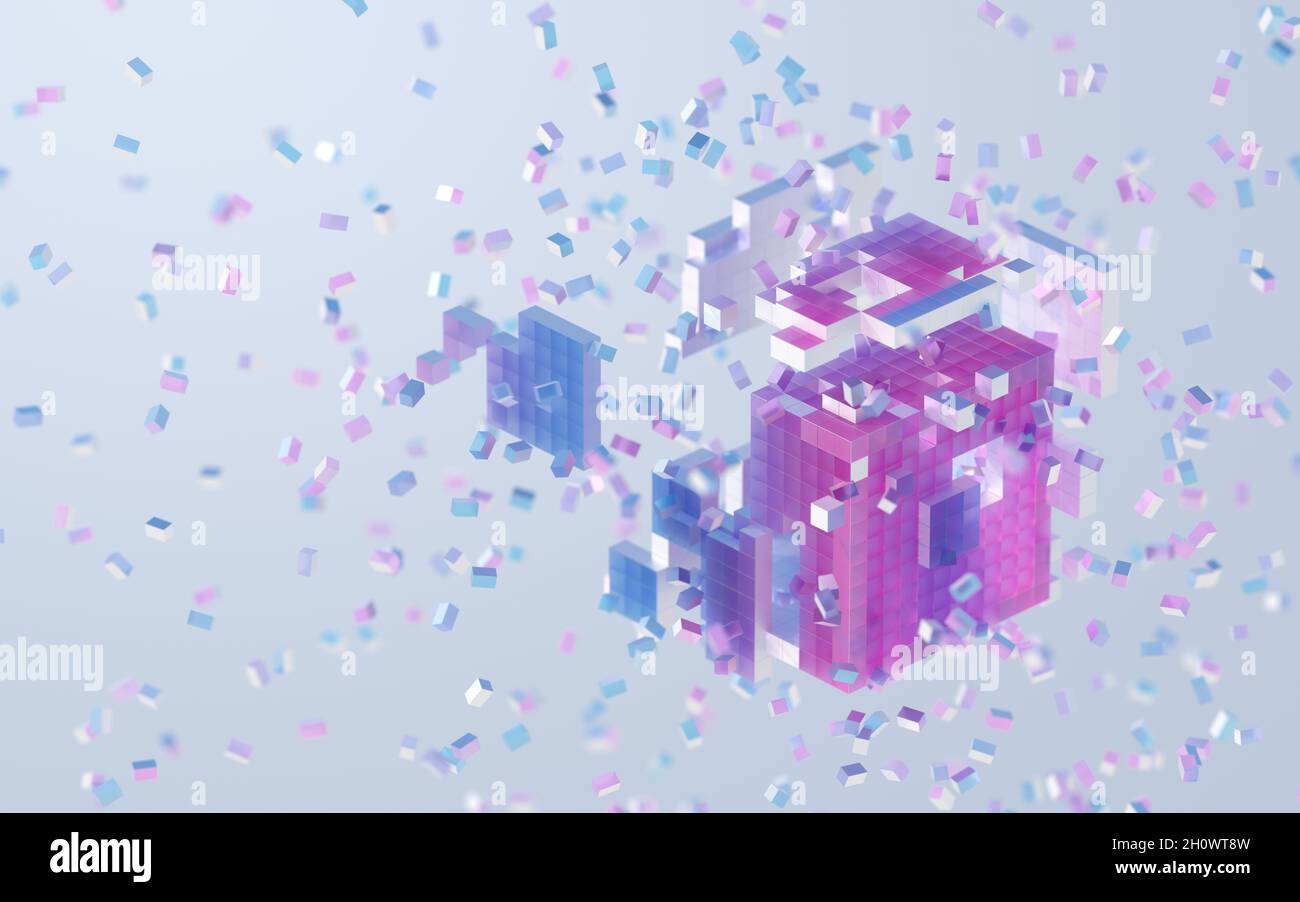 Translucent gradients cubes and materials, 3d rendering. Computer ...