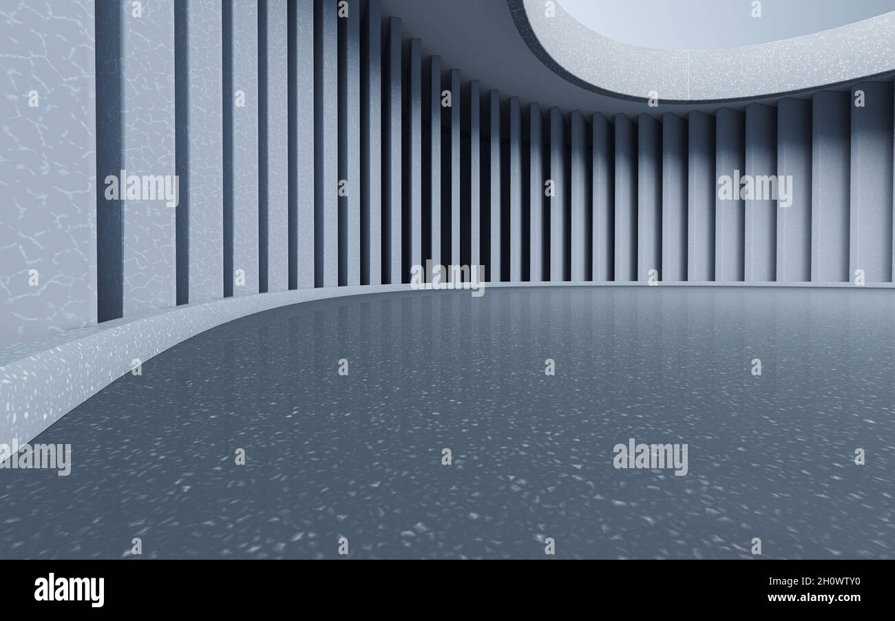 Empty round room, sense of space, 3d rendering. Computer digital ...
