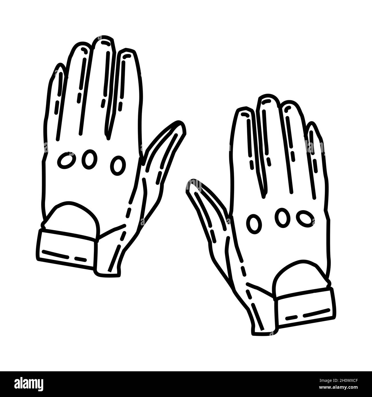 Police Motorcycle Gloves Part of Police Equipment and Accessories Hand Drawn Icon Set Vector. Stock Vector