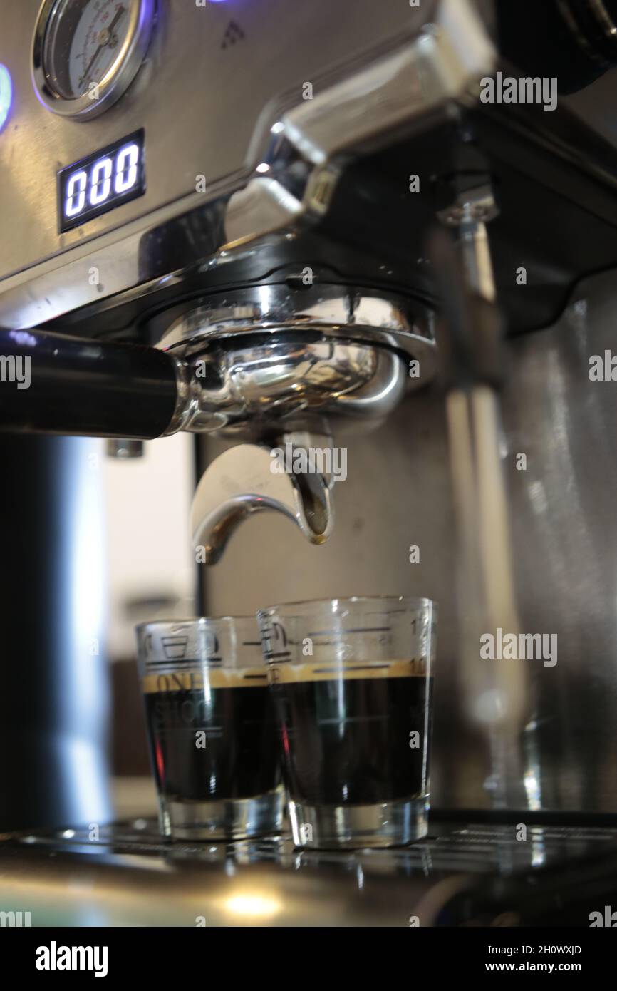 Industrial Coffee Maker Preparing Fresh Espresso at Pub Stock Photo - Image  of machine, automatic: 103307804