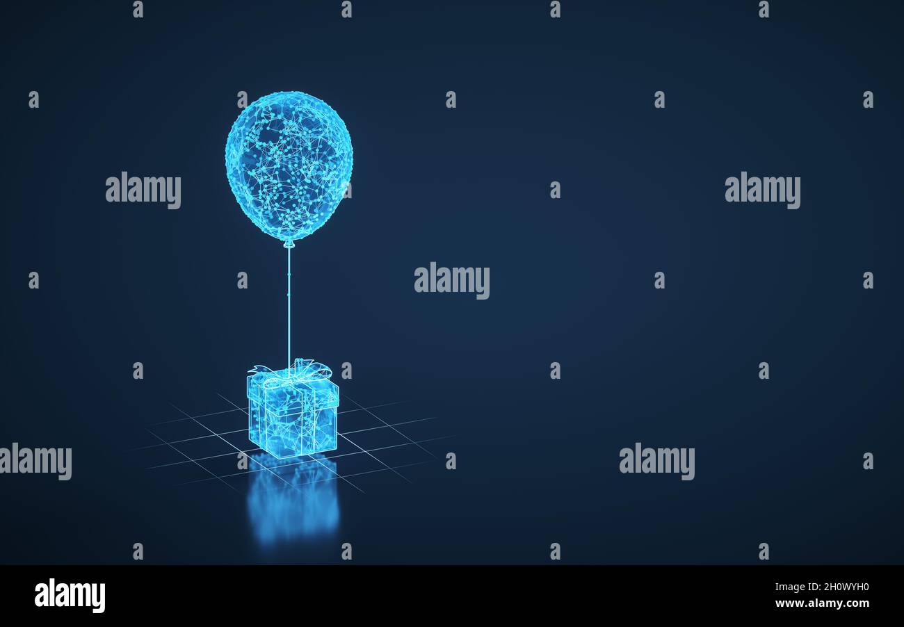 Balloon and present, 3d rendering. Computer digital drawing Stock Photo ...