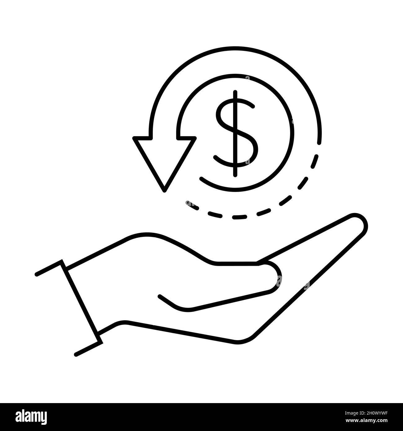 Cashback Icon Vector Return Money Cash Back Rebate Hand And Coin Sign 