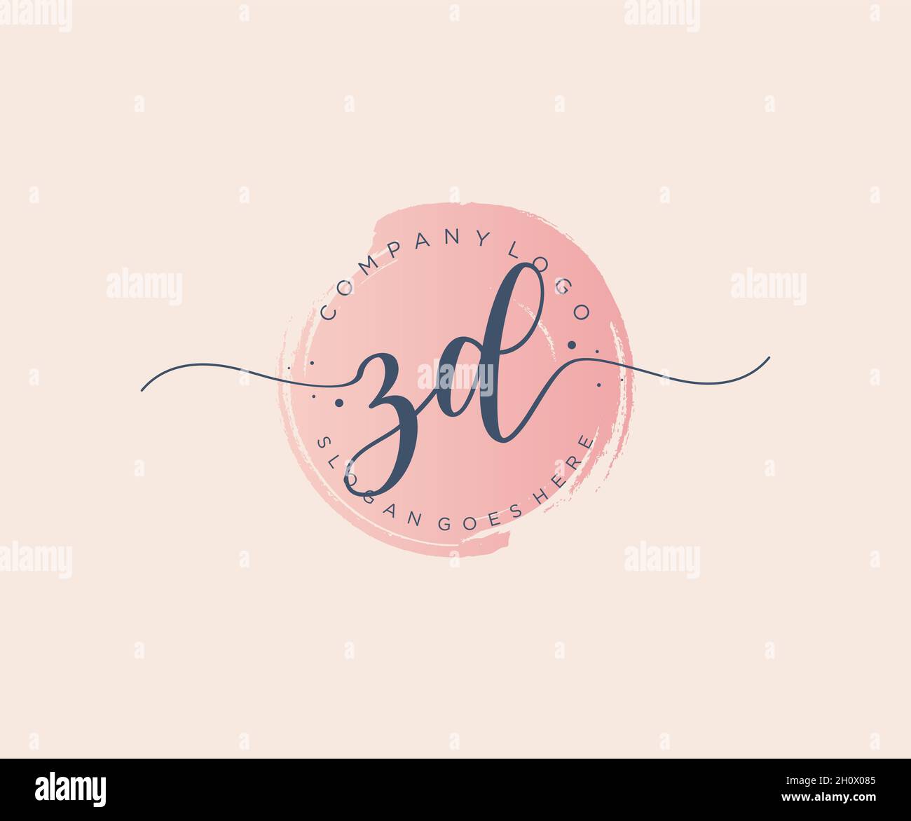 ZD feminine logo. Usable for Nature, Salon, Spa, Cosmetic and Beauty Logos. Flat Vector Logo Design Template Element. Stock Vector