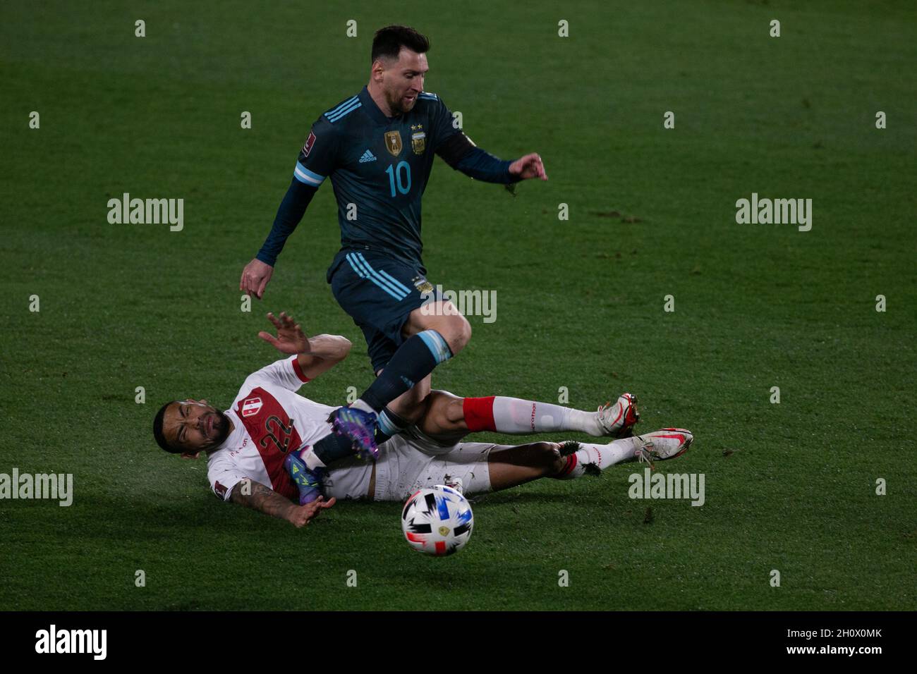 Buenos Aires, Argentina - 14 Oct 2021, Lionel Messi seen during the FIFA World Cup Qatar 2022 Qualifiers match between Argentina and Peru at El Monumental. Final score; Argentina 1:0 Peru. (Photo