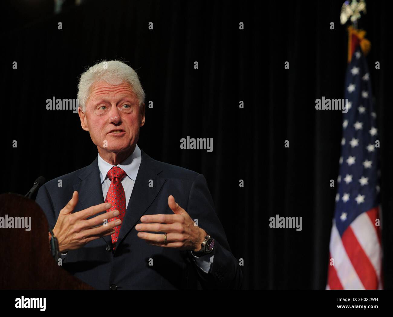 Miami, United States Of America. 11th Sep, 2012. MIAMI, FL - SEPTEMBER 11: Former US president Bill Clinton speaks at Florida International University on September 11, 2012 in Miami, Florida People: Bill Clinton Credit: Storms Media Group/Alamy Live News Stock Photo