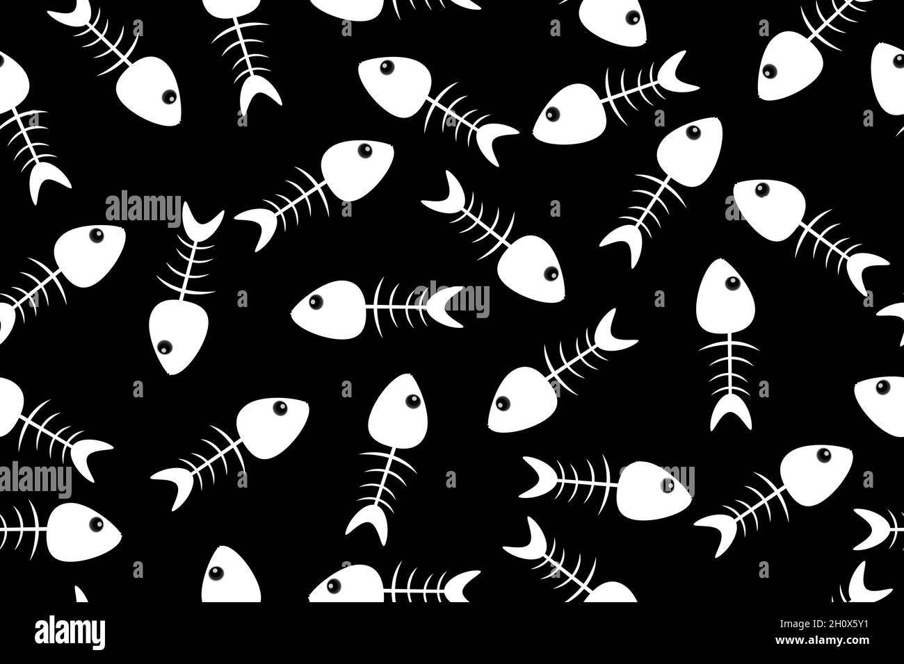 Fishbone seamless pattern isolated on black background. Repeat fish  skeleton print. Fish bone white silhouette simple  waste   Stock Vector Image & Art - Alamy