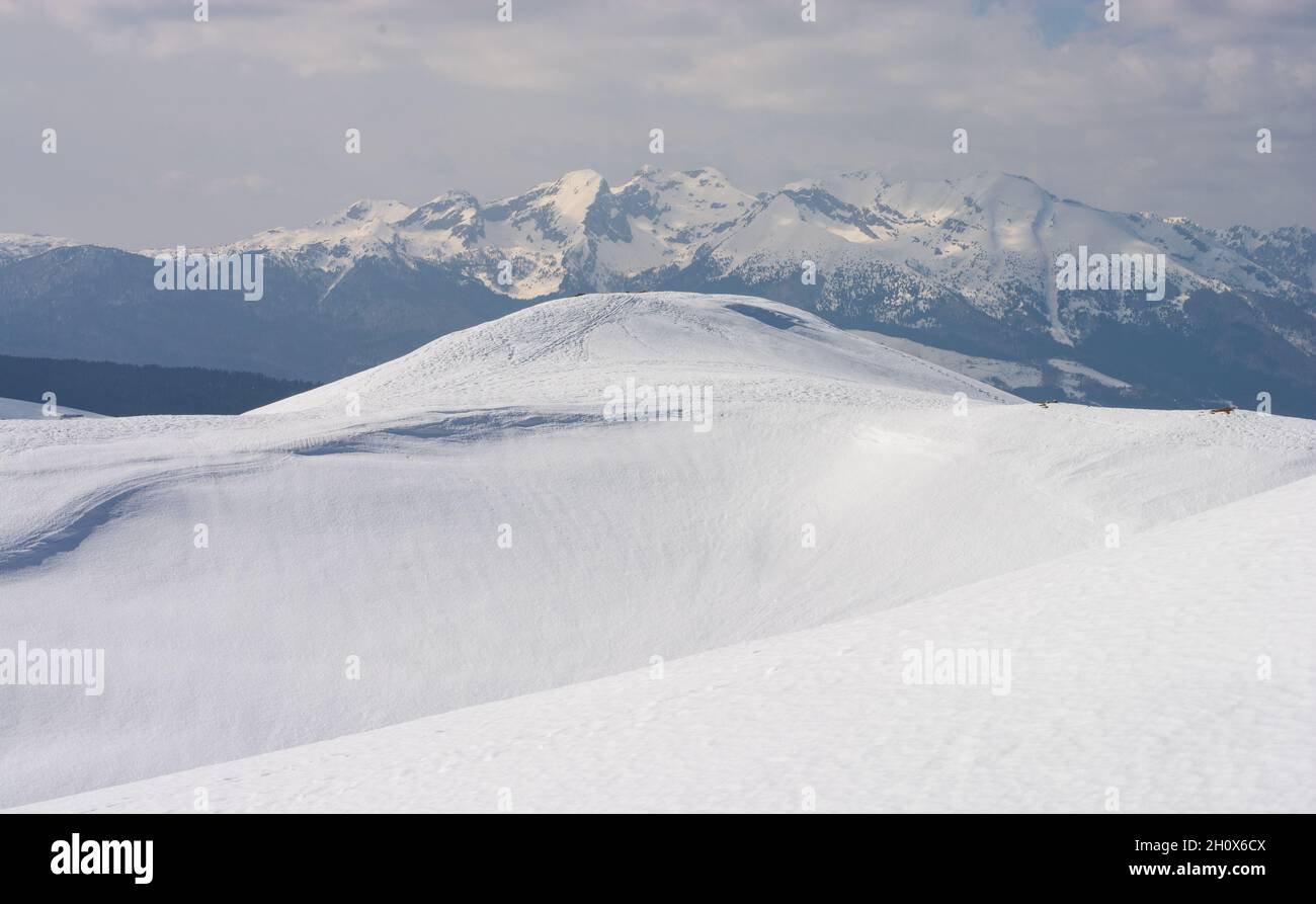 beautiful winter landscapes in the high mountains Stock Photo
