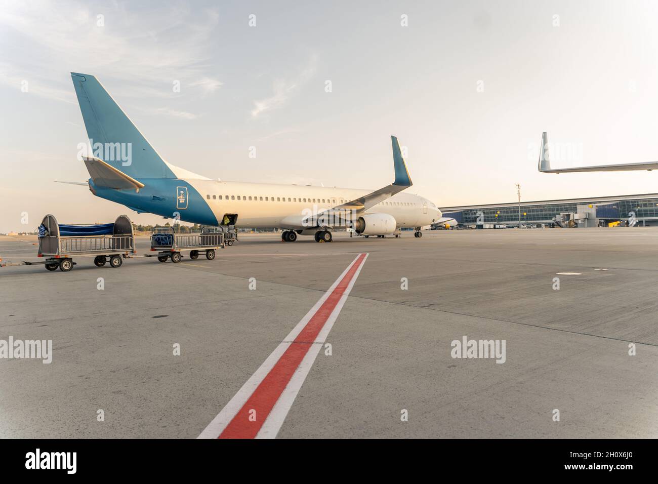 Fuselage, turbine, wing and rear stabilizers of airplane Stock Photo