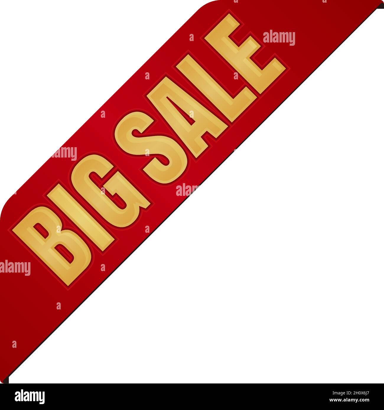 Big sale icon illustration for ecommerce site etc. ( corner ribbon ) Stock Vector