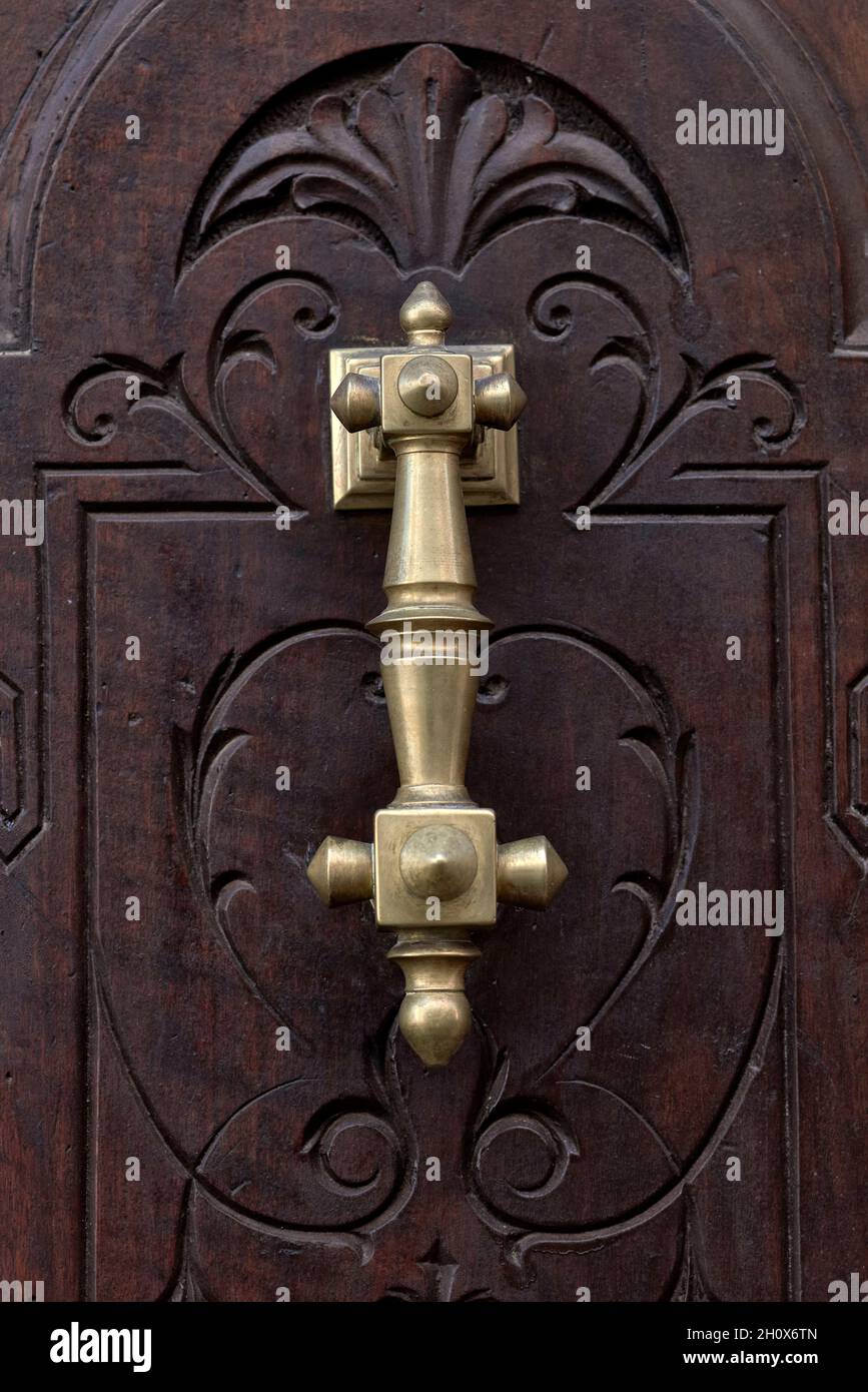 Bronze knocker. Faura. Comunitat Valenciana. Spain. Stock Photo
