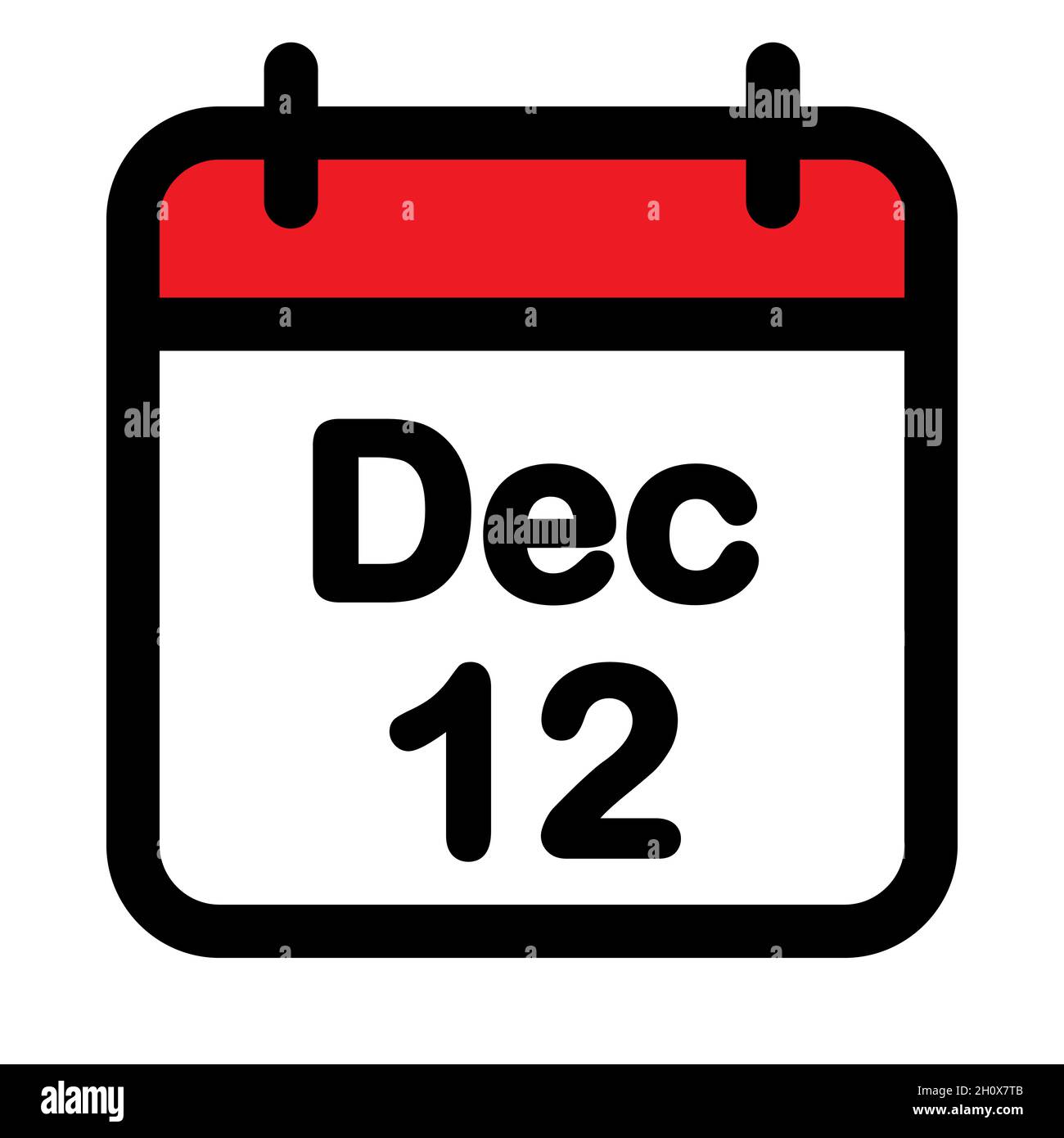 Calendar icon twelfth December, vector illustration Stock Vector Image ...