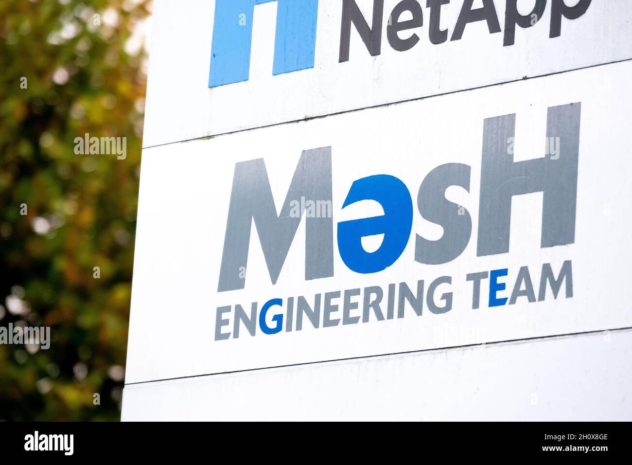 Logo of MesH Engineering  in front of their Office at Stuttgart Engineering Park in Vaihingen Stock Photo