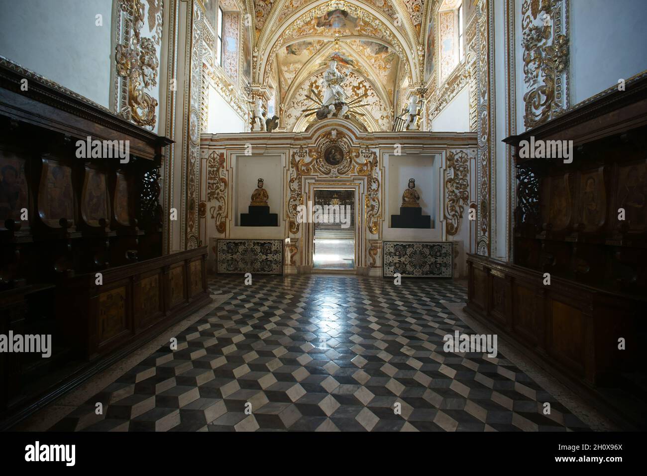 The Certosa di Padula - Padula Charterhouse is a monastery in the province of Salerno in Campania, Italy - entrance to the church of saint lawrwnce Stock Photo