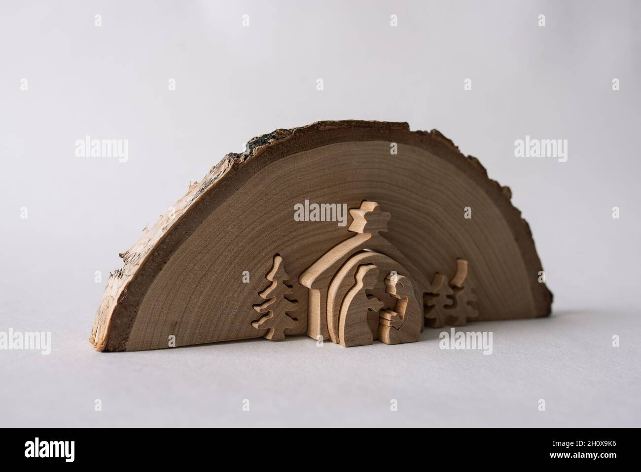 christmas nativity scene with figures made out of wood Stock Photo - Alamy