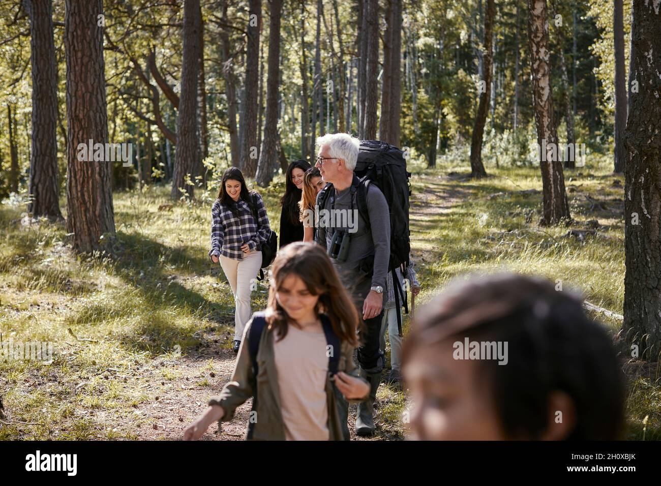 Group of people walking through forest hi-res stock photography and ...