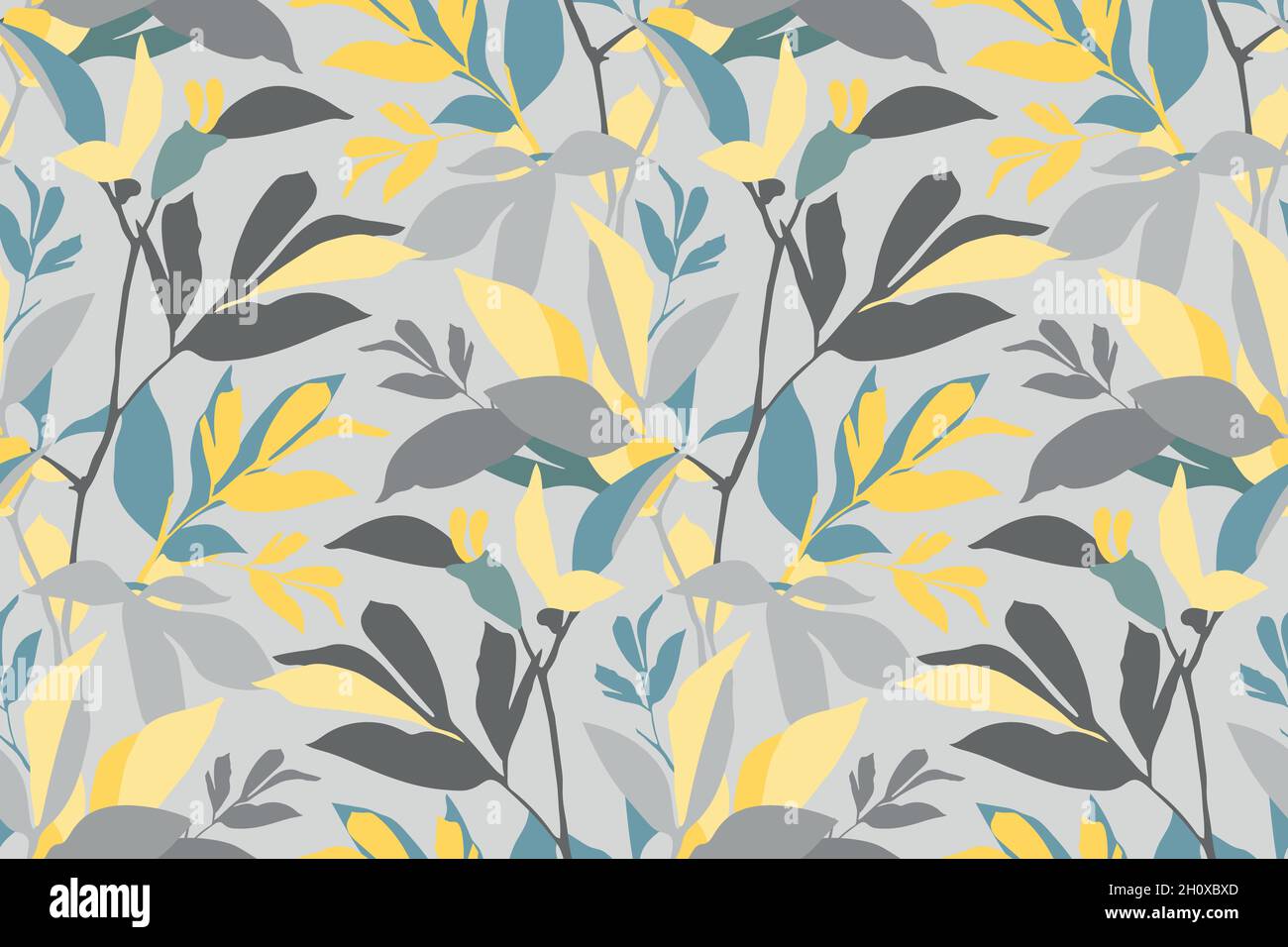 Vector floral seamless pattern. Pastel branches with leaves. Stock Vector