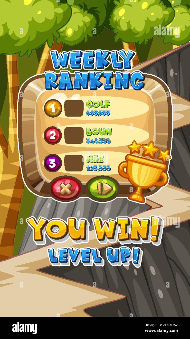 Weekly ranking template on mobile game illustration Stock Vector Image ...