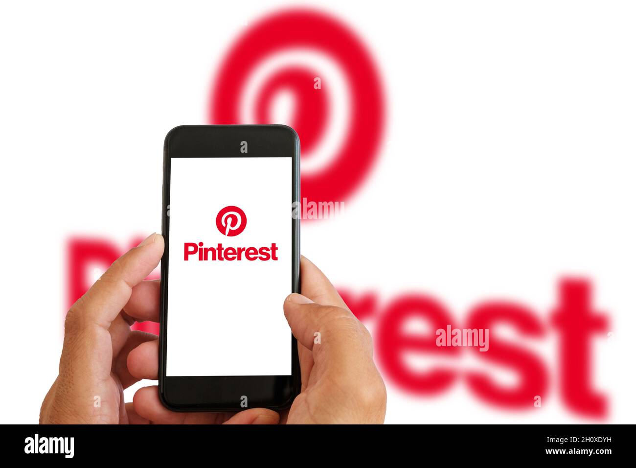 San Francisco, USA - October 2021: Pinterest app logo on mobile phone screen Stock Photo