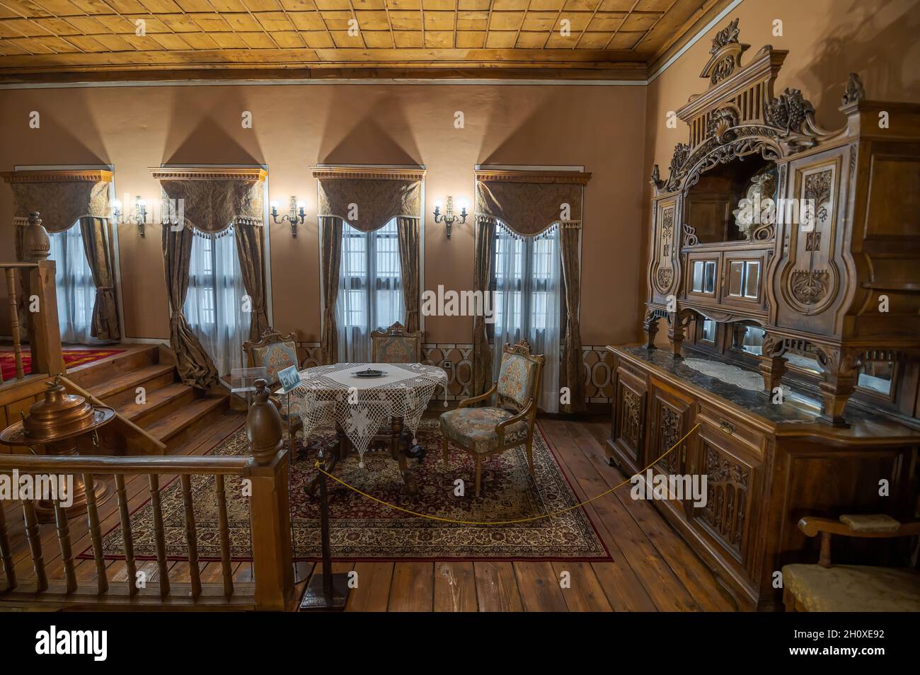Plovdiv, Bulgaria. Interior of Balabanov House. One of the most beautiful old Bulgarian houses. Stock Photo
