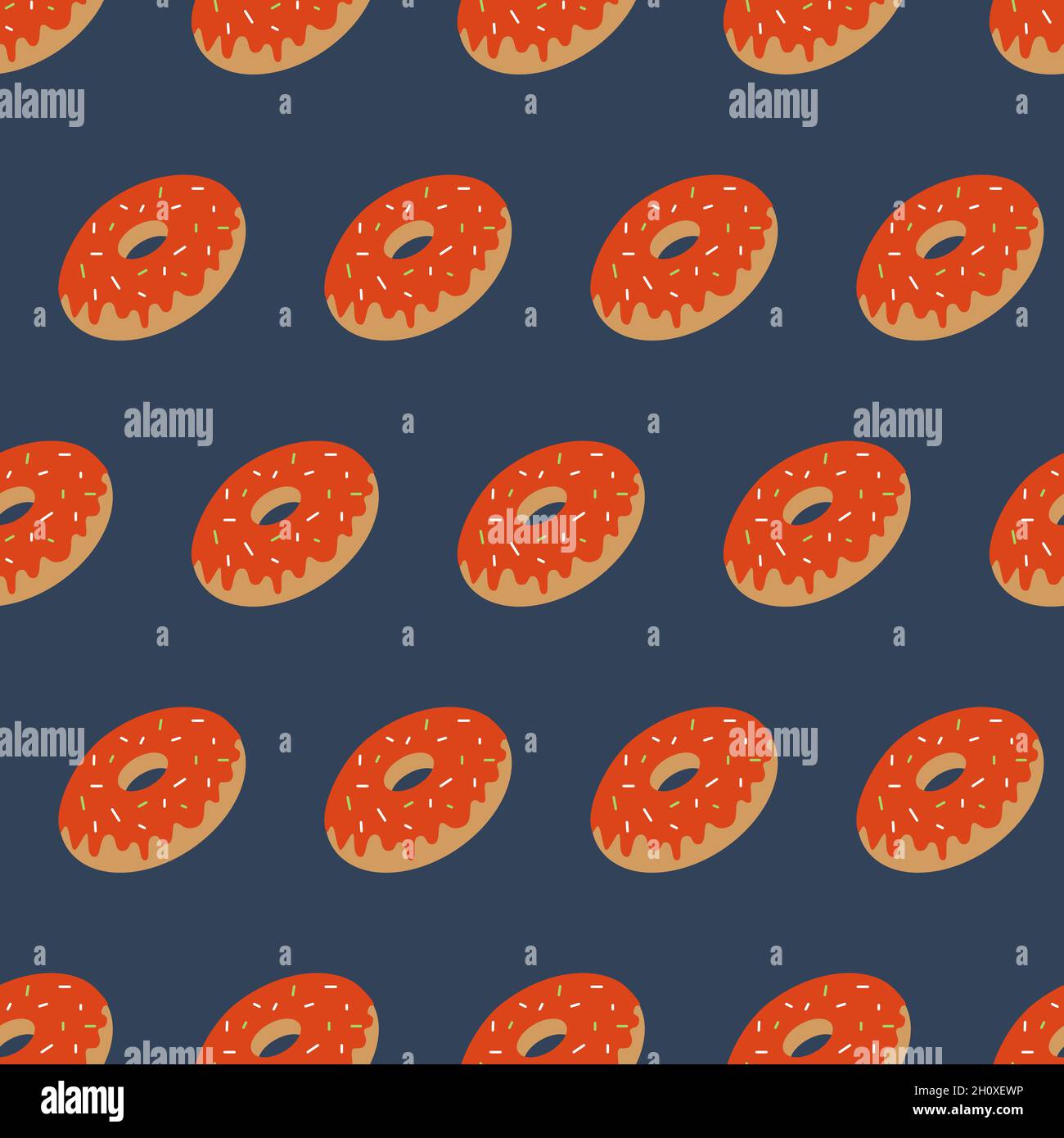 Seamless pattern, sweet dessert donut with glaze, design for textile