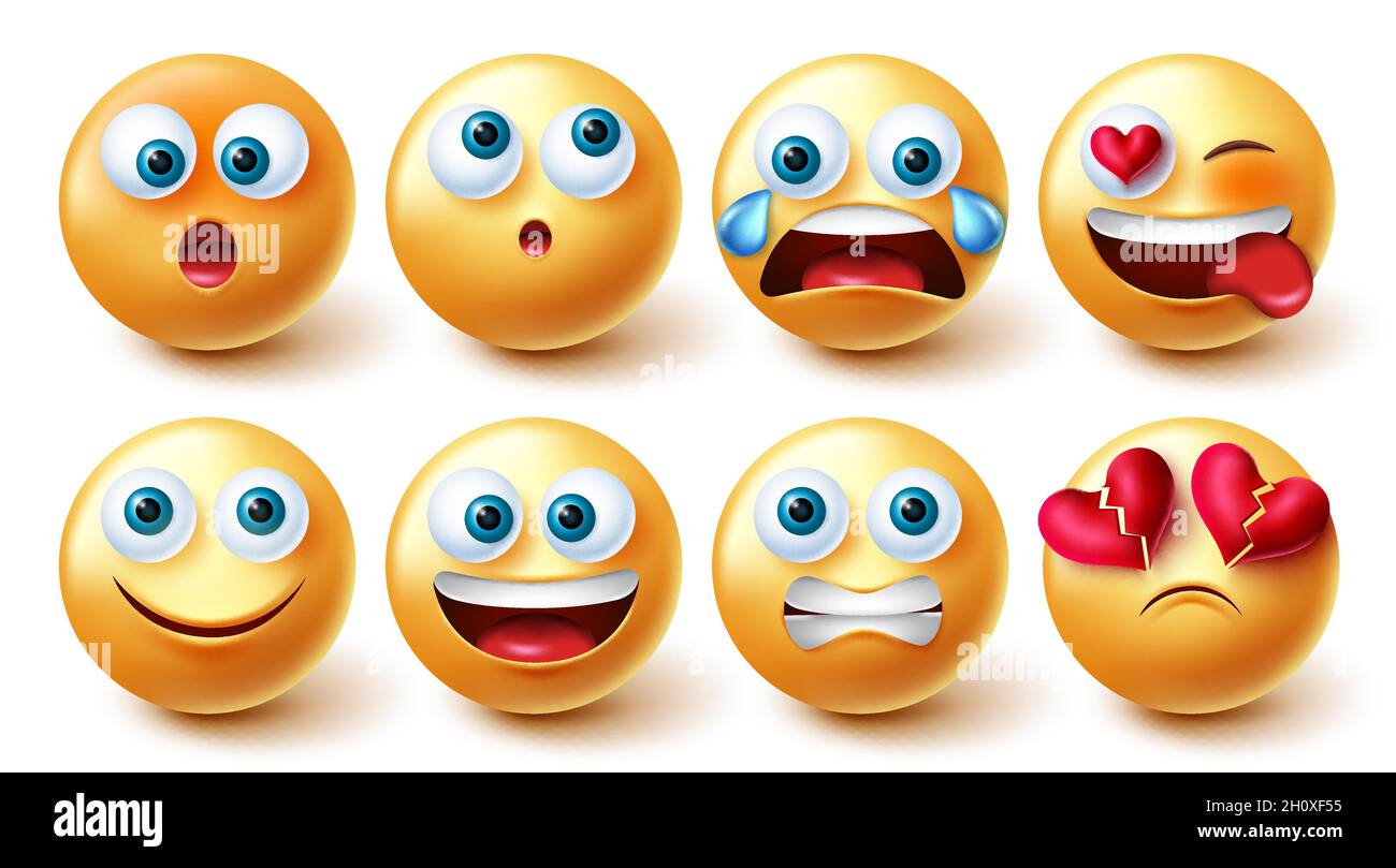 Emoji Emoticons Vector Set Emojis 3d Character In Happy And Sad Facial Expressions Isolated In 3452