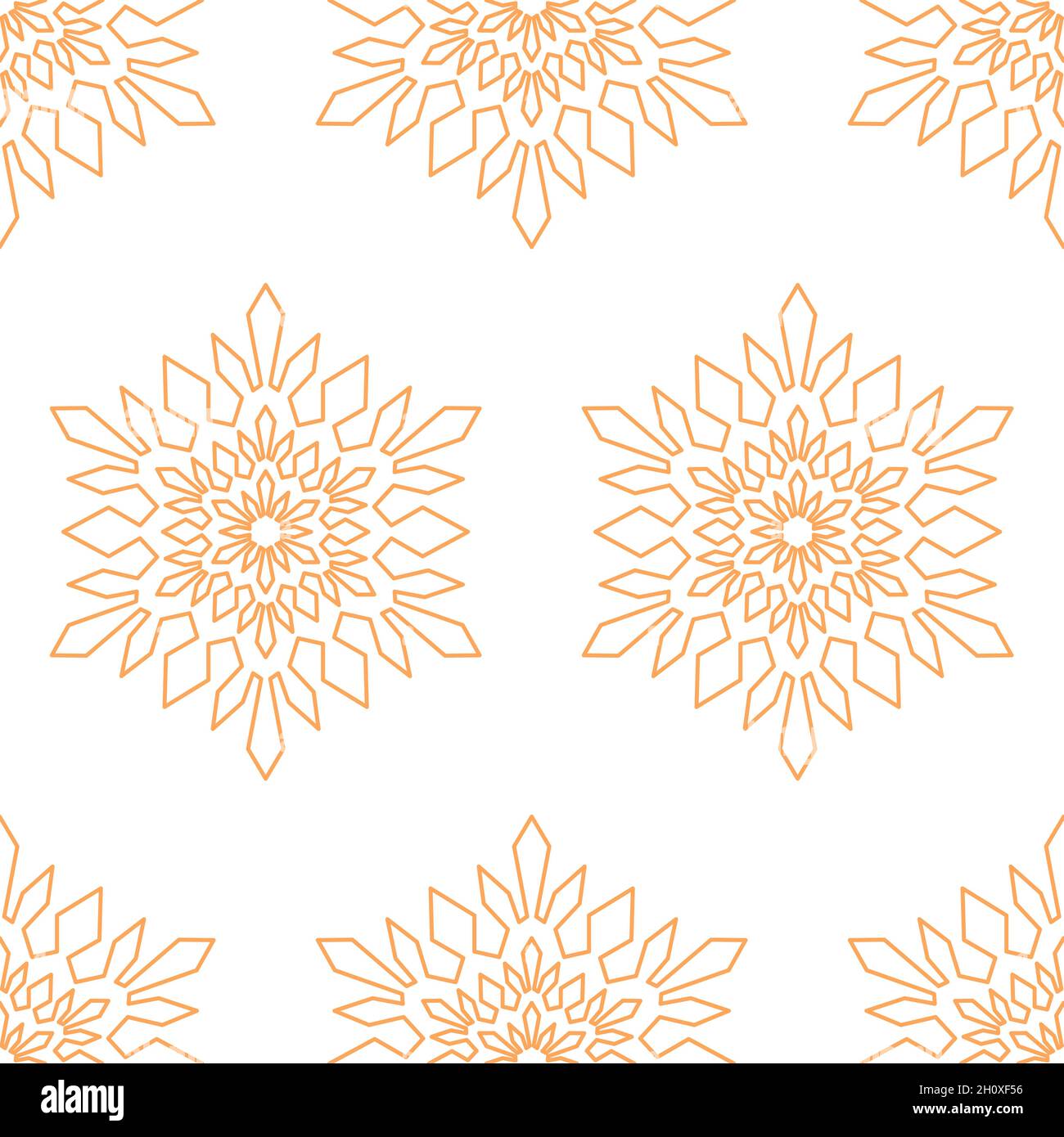 Bright seamless pattern snowflake mandala, geometric snowflake simple design, vector Stock Vector