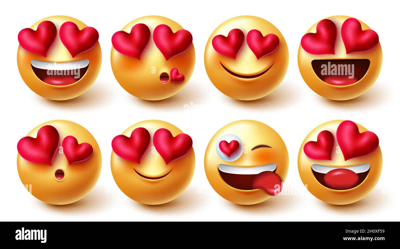 Emojis valentines lovely character vector set. Emoji characters ...