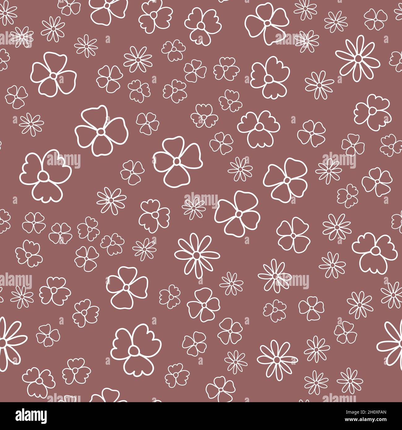 Seamless pattern, pastel flower brown brick matte, simple design vector illustration Stock Vector