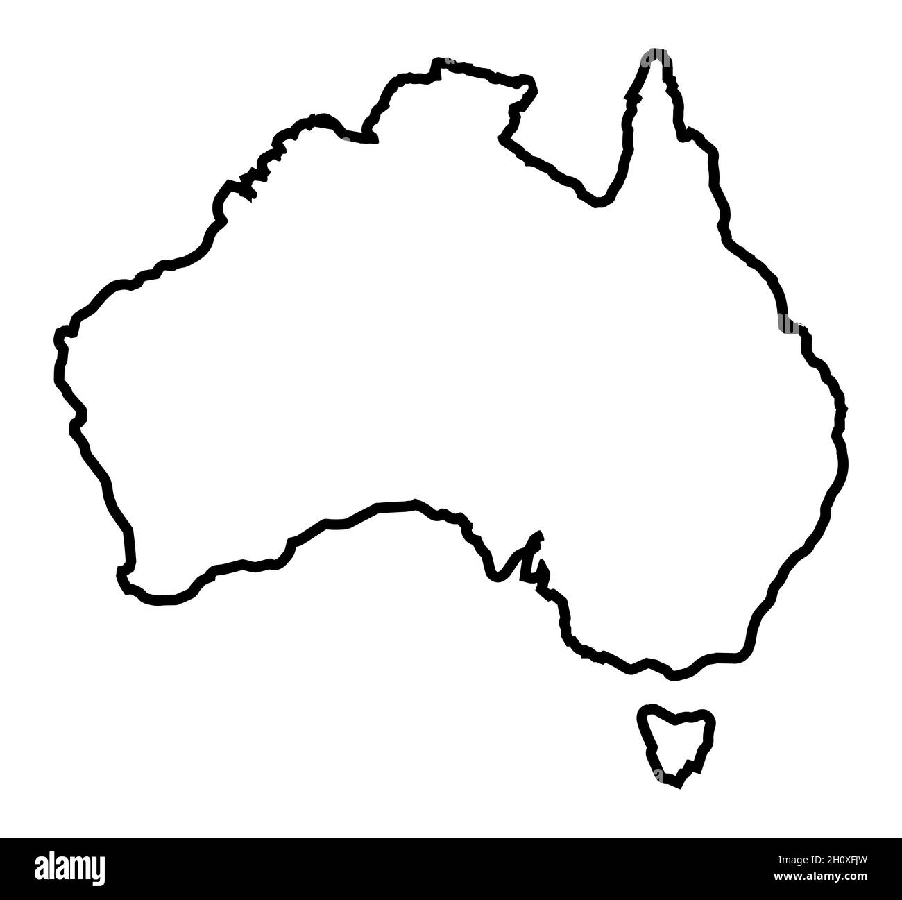Outline border map of Australia over a white background Stock Photo - Alamy