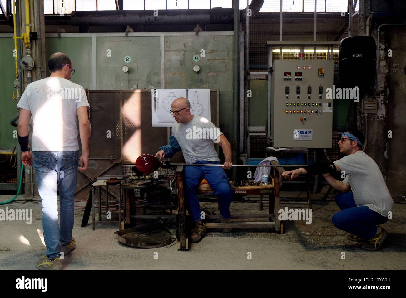 Inside Venini famous glass Factory during the Glass art Conference in