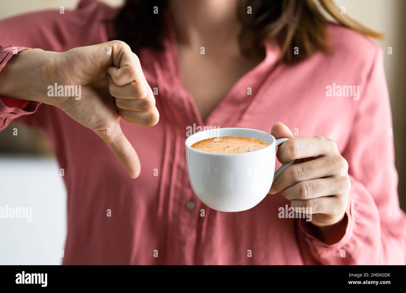 Avoid Coffee Bacause Of Heartburn. Stop Drinking And Refuse Stock Photo