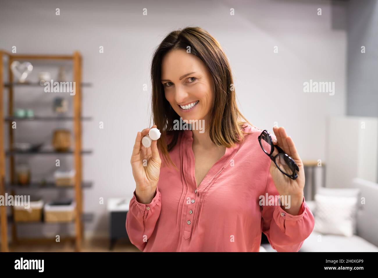 Optical Vision Care And Correction. Eyeglasses And Contact Lenses Stock