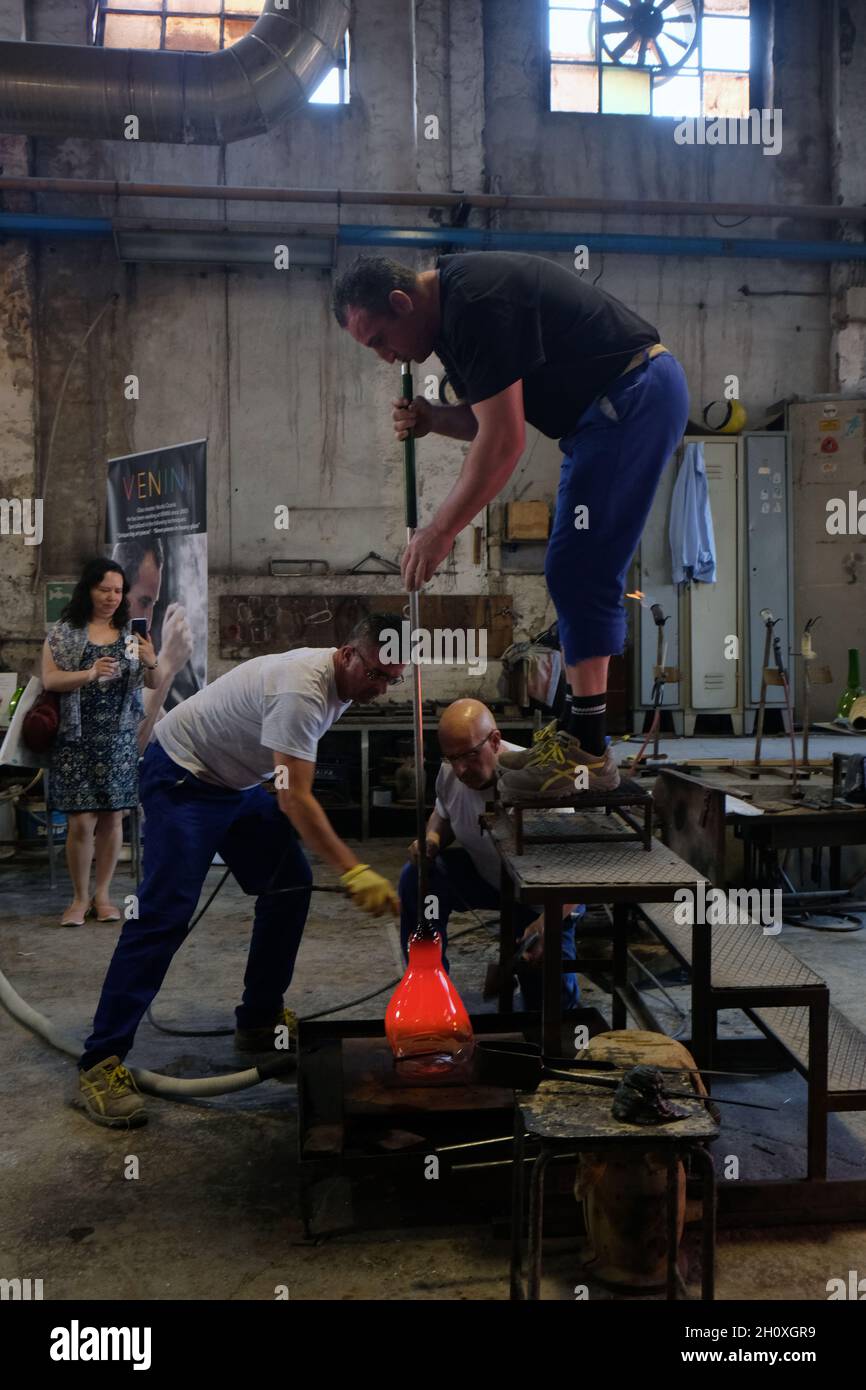 Inside Venini famous glass Factory during the Glass art Conference in