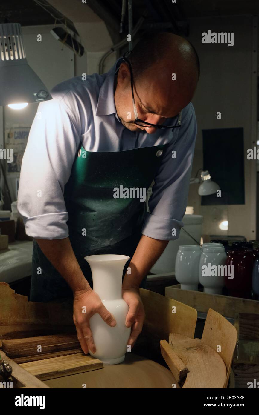 Inside Venini famous glass Factory during the Glass art Conference in