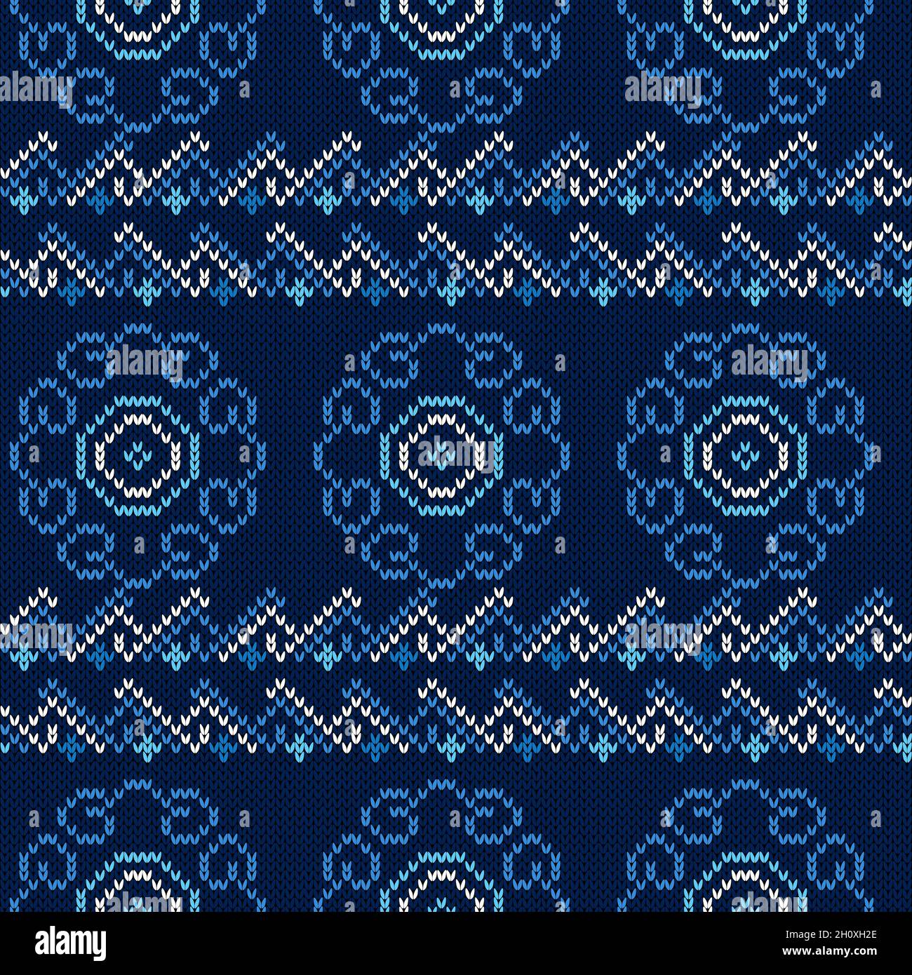 Seamless knitted vector pattern as a fabric texture in dark blue and ...