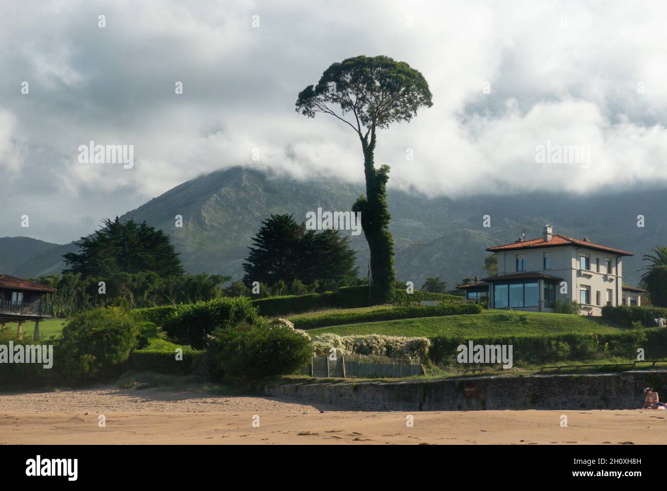 Asturias in Spain: The beach at La Isla Stock Photo