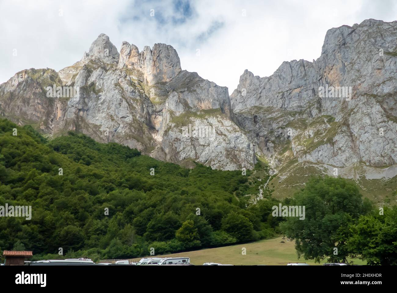 Asturias in Spain: the mountains at Fuente Dé. Stock Photo