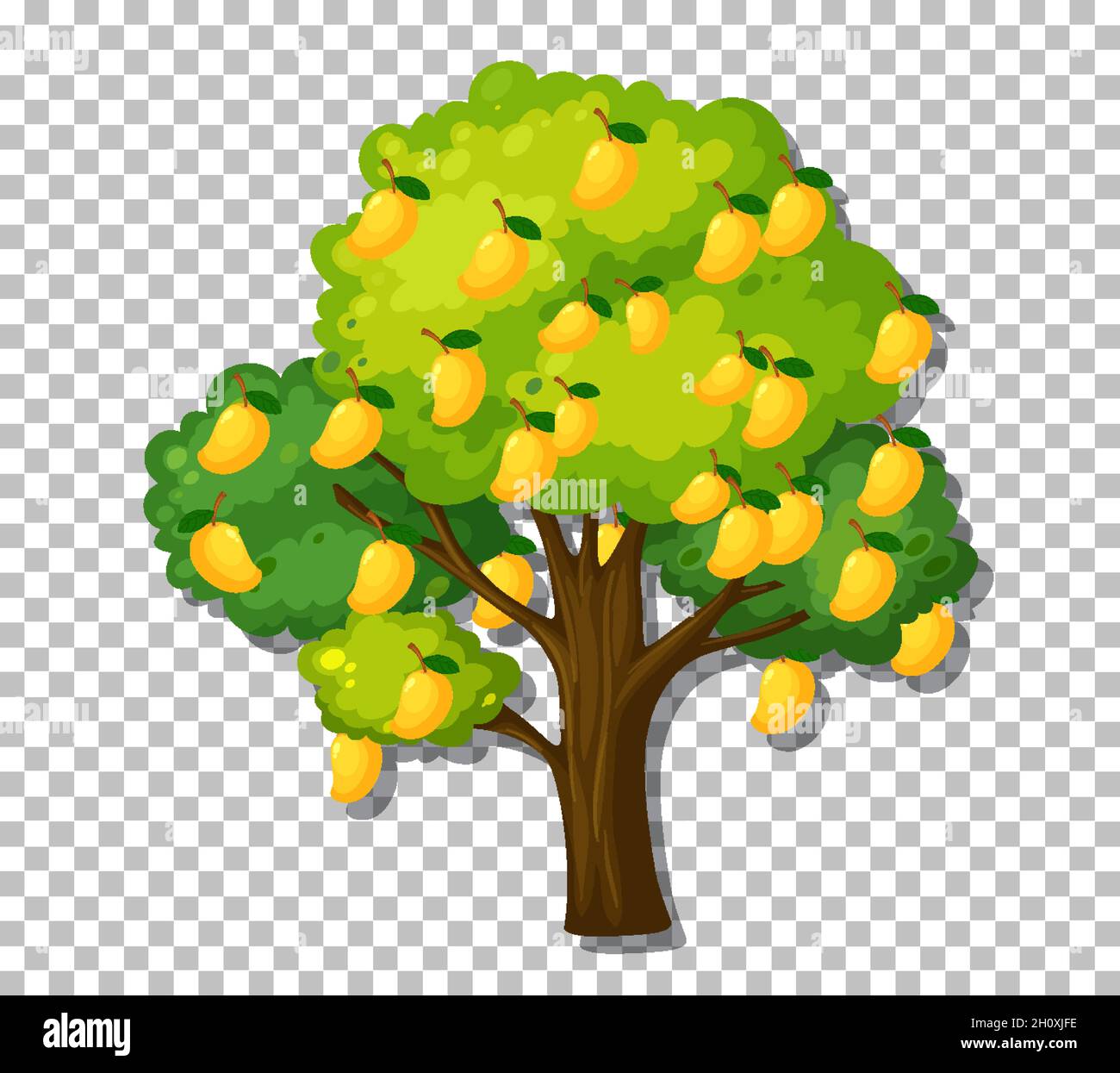 Mango tree on transparent background illustration Stock Vector