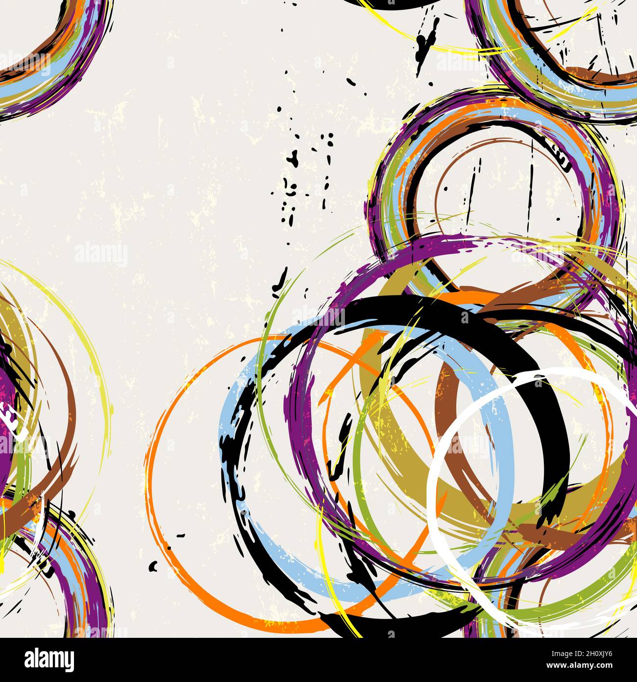 seamless abstract background pattern, with circles, paint strokes and splashes Stock Vector