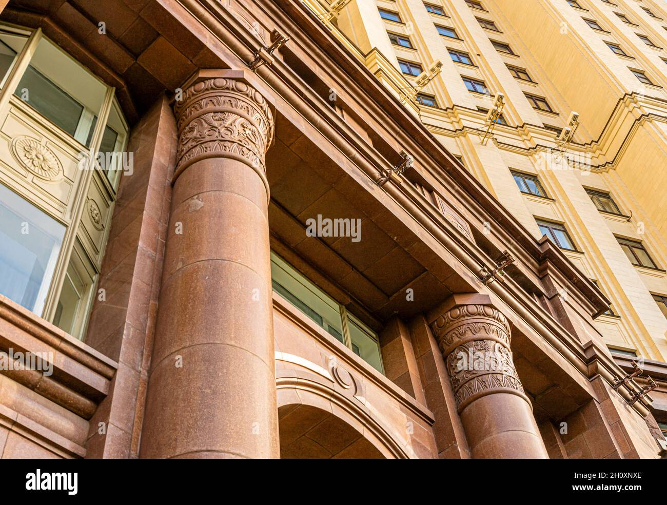 Detail of classicist columns on Kotelnicheskaya Embankment Building ...