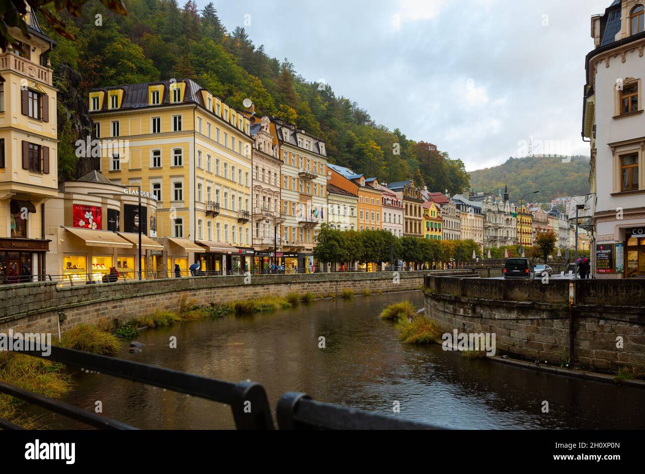 Embankment in Karlovy Vary Stock Photo