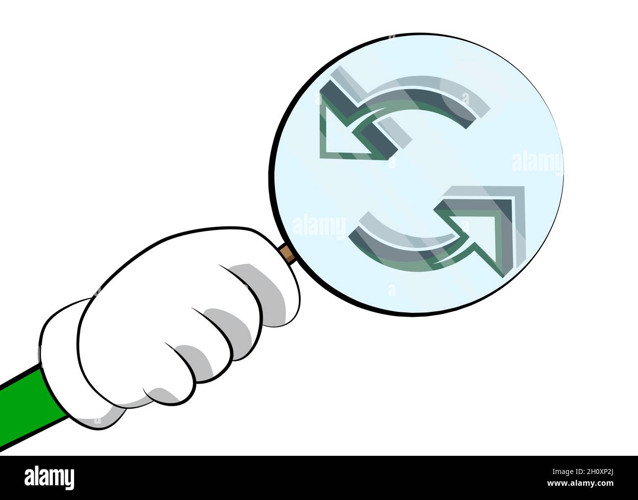 Update icon under magnifying glass illustration on white background ...