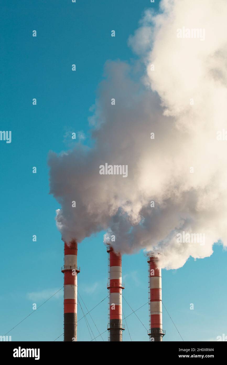 Smoke and air pollution damage the environment harmful emissions from